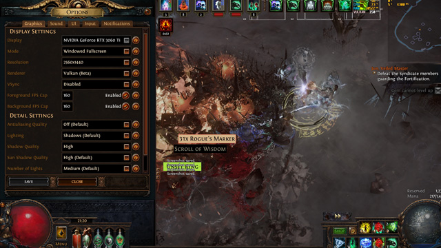 max setting path of exile