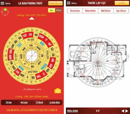 ứng dụng la bàn phong thủy